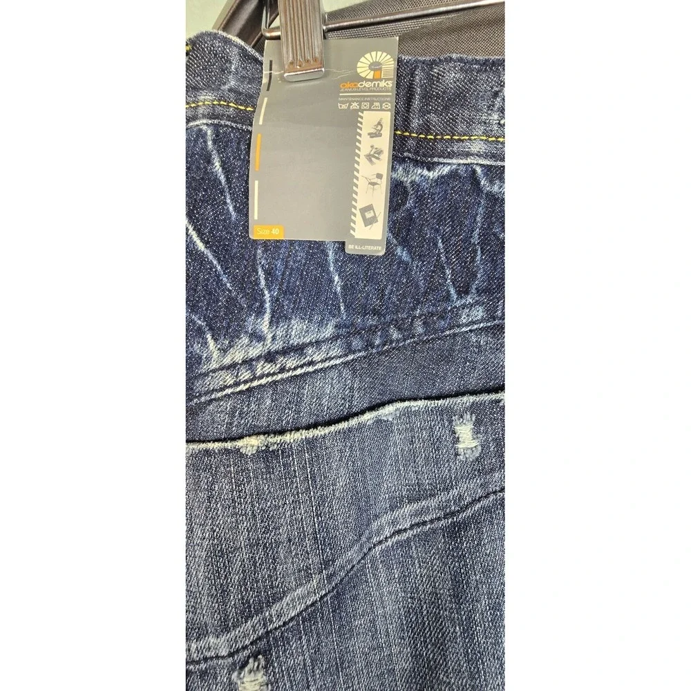 Akademiks Jeanius RN0100964 Mens Size 40X35 Blue Dark Wash Hidden Cargo Pockets